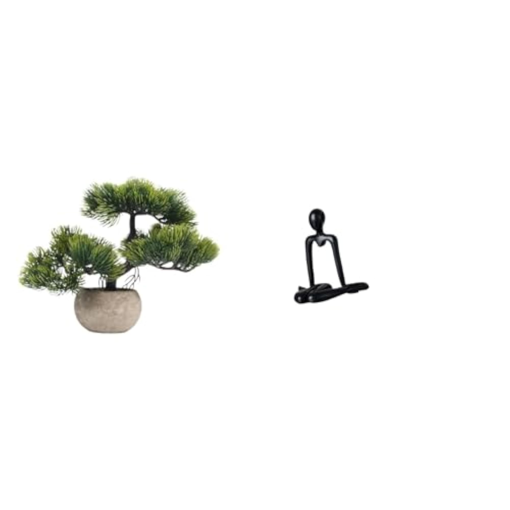 Artificial Bonsai Tree Greenery Collection Thinker Abstract Sculpture